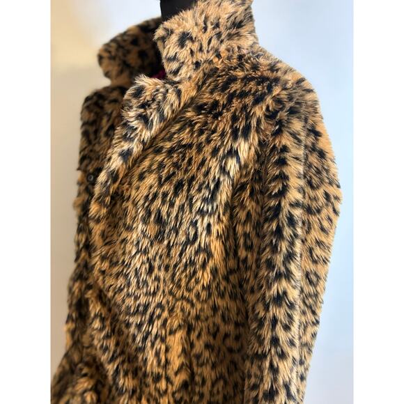 LEOPARD / CHEETAH PRINT Faux Fur 3/4 Length Coat - Picture 1 of 6